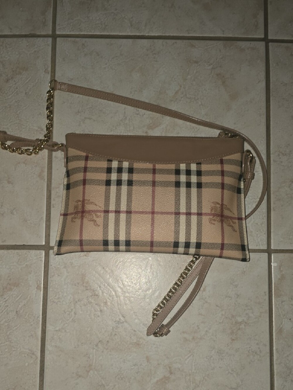 Burberry Vintage Check Zip Crossbody in Beige and Tan - Picture 3 of 5